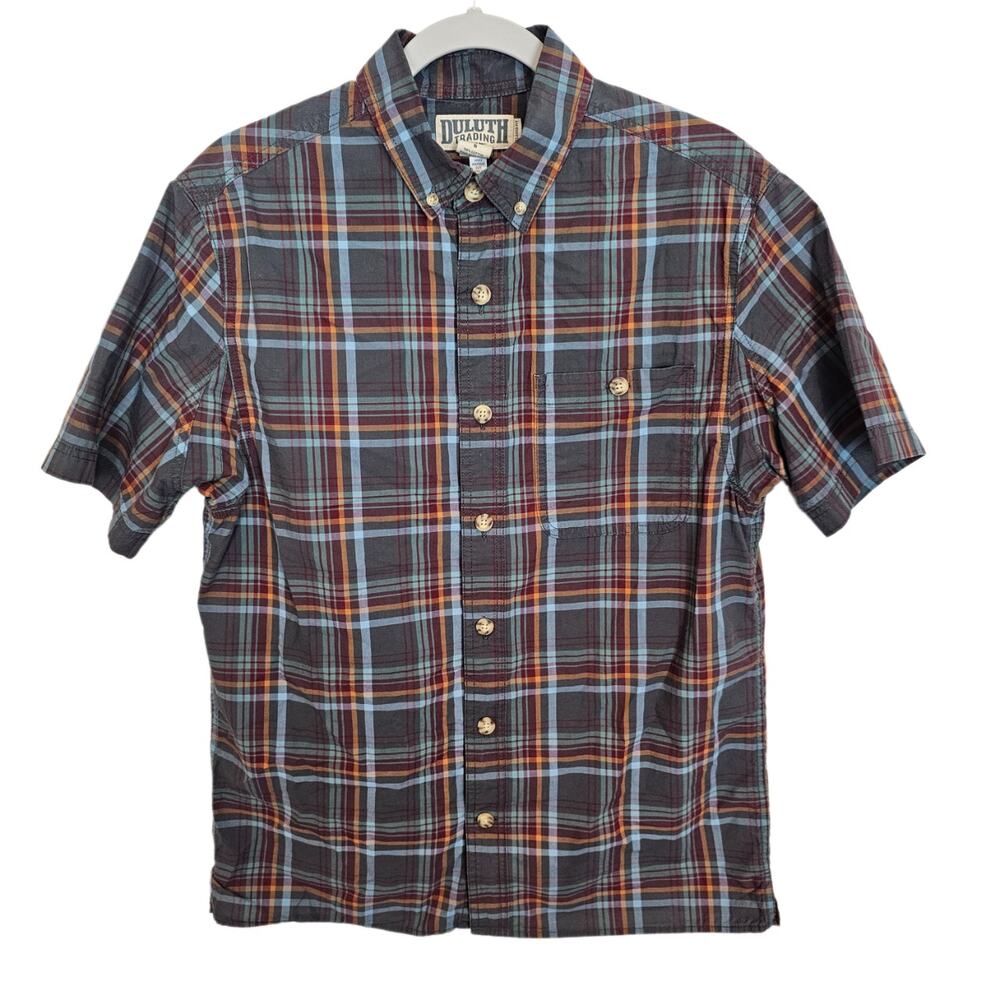 Duluth Trading Co Shirt Button Down Shirt Men S Gray Plaid Shirt Casual Shirt